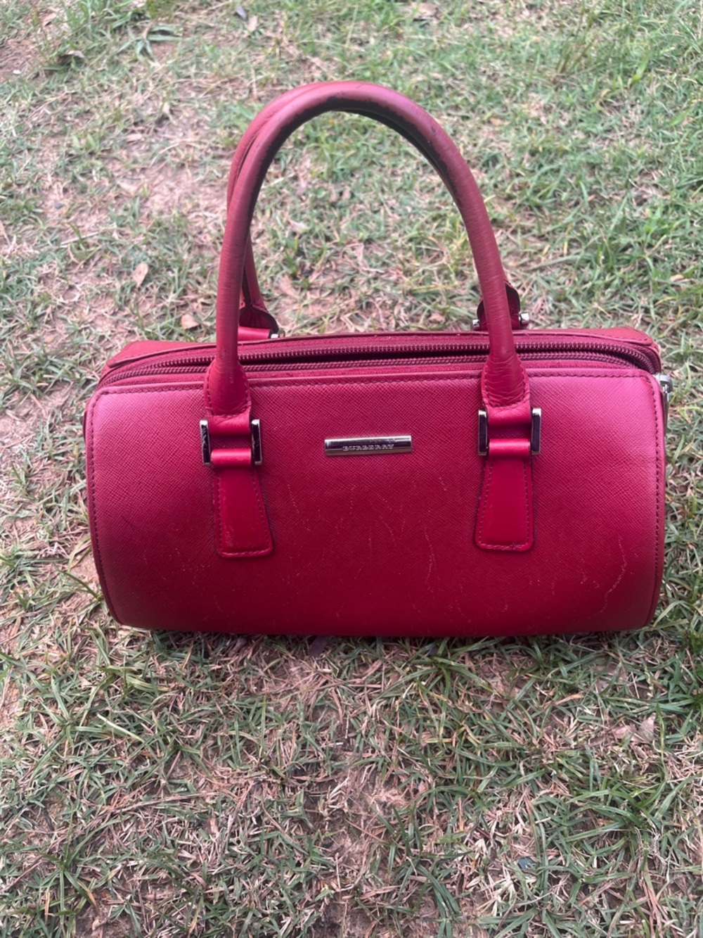 Burberry Red Structured Barrel Handbag - Women